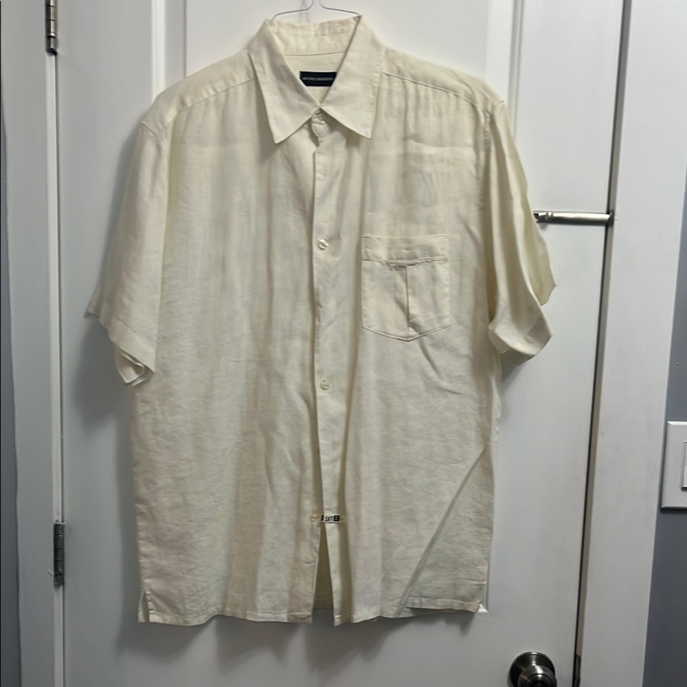 Michael Brandon Men’s Short Sleeve Linen  Button Down Shirt - L